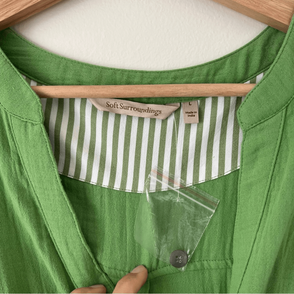 Soft Surroundings Santorini Gauze Tunic Pullover Shirt NEW Size Large in Green