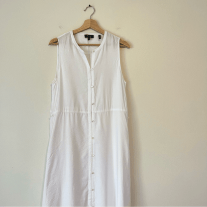 Theory New Shirt Maxi Dress In Florian Twill Sleeveless White Size 10