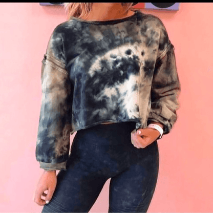 POL Tie Dye Cropped Oversized Sweatshirt Size Large