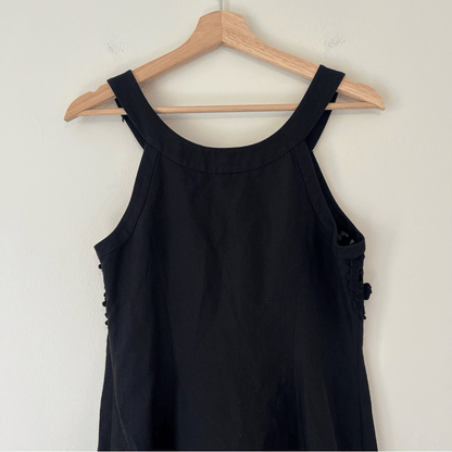 Anthropologie Postmark Oleander Blk Cotton Linen Floral Lace Sheath Dress Size 6