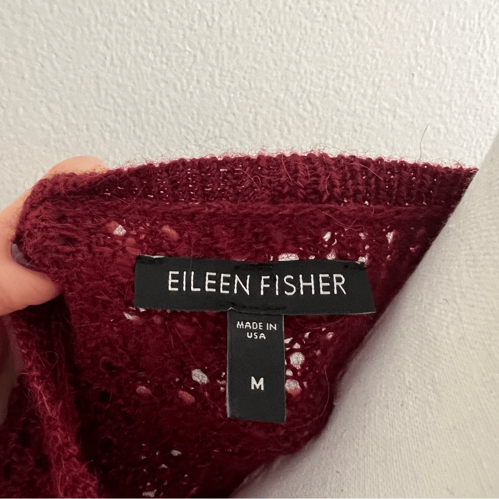 Eileen Fisher Alpaca Wool Blend High Low Sweater in Burgundy Size Medium