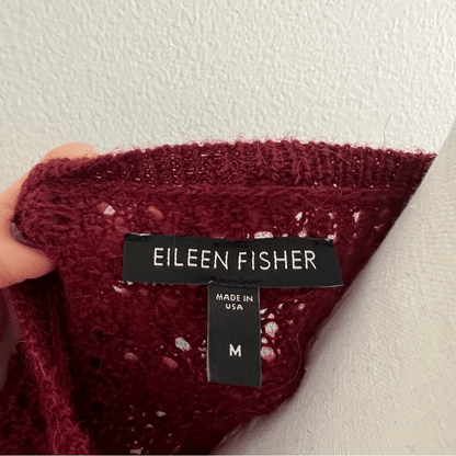 Eileen Fisher Alpaca Wool Blend High Low Sweater in Burgundy Size Medium