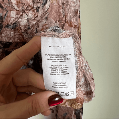 Anthropologie Akemi + Kin Patrizia Floral Lace Blouse Pink Medium Bell Sleeves