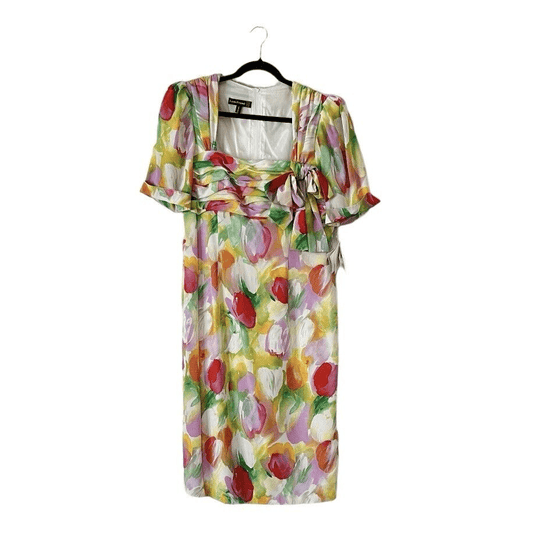 Vintage 1980s LOUIS FERAUD Tulip Floral Dress NEW Size US 12, UK 16 Colorful