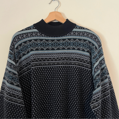 LORD & TAYLOR Nordic Fair Isle 100% Merino Wool Mock Neck Sweater Plus Size 3X