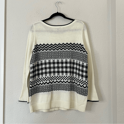Talbots Wool Blend Geometric Print Crew Neck Sweater Size 1XP