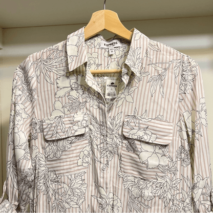 Express The City Shirt Silky Floral Button Down Shirt NEW Size XS