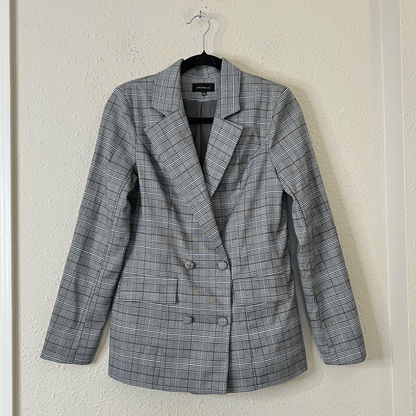 MAJORELLE Rhea Grey Plaid Blazer Size Small