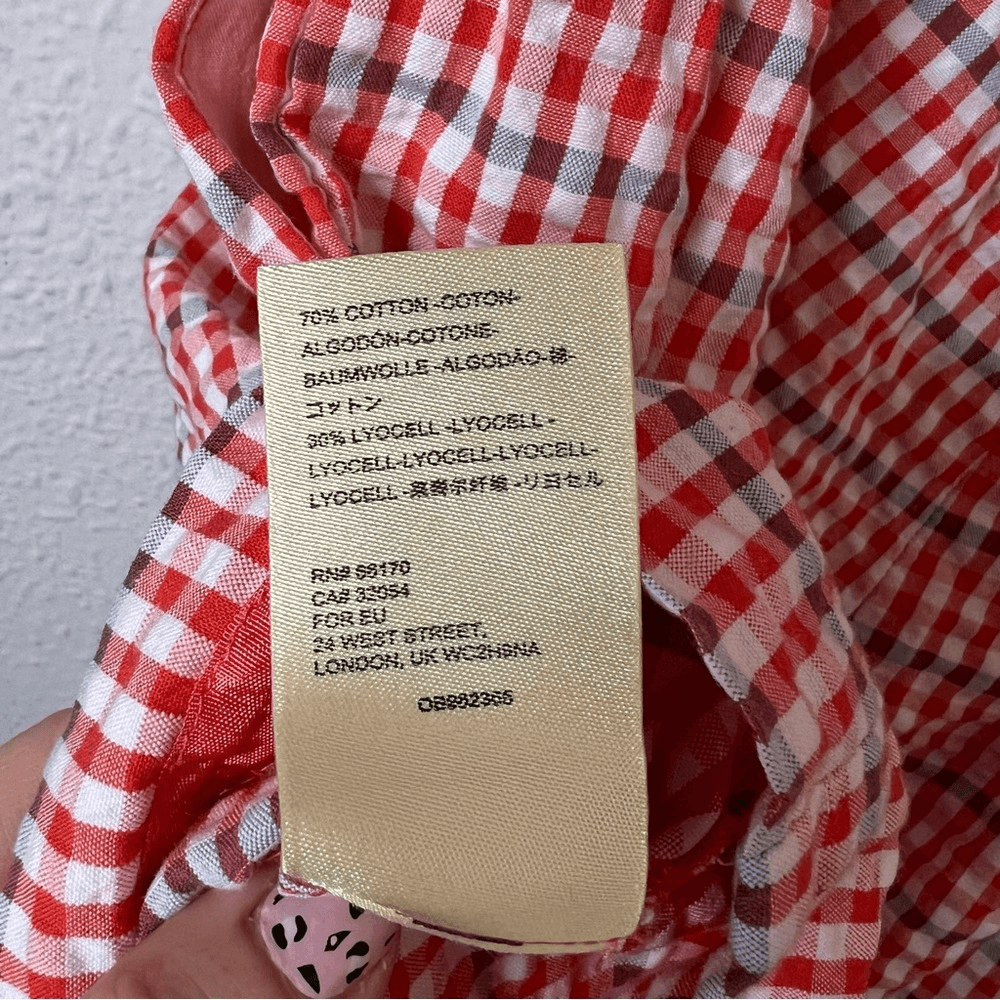 Anthropologie Gingham Off the Shoulder Seersucker Romper Size Medium