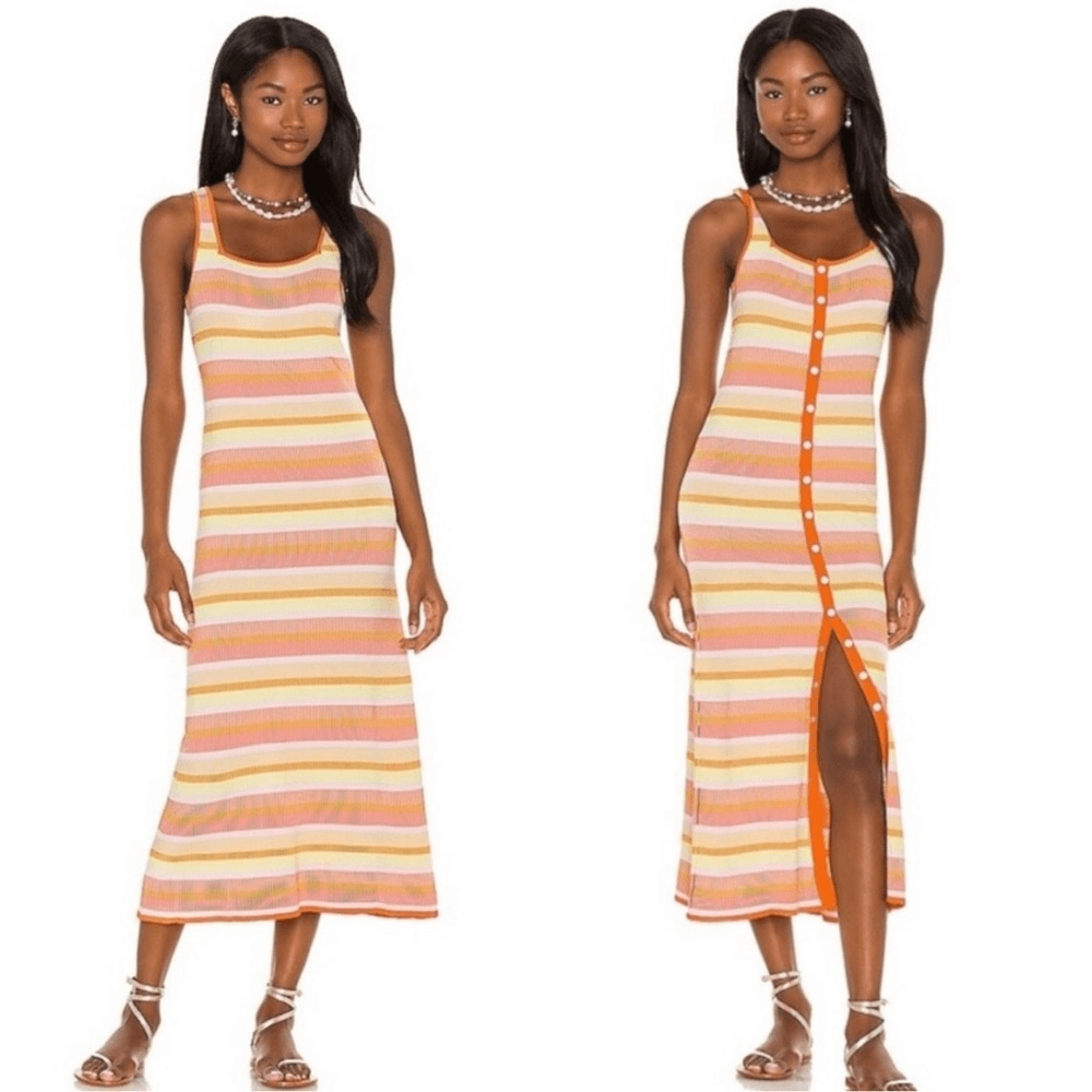 REVOLVE SOLID & STRIPED Kimberly Striped Tank Beach Dress Sorbet Small