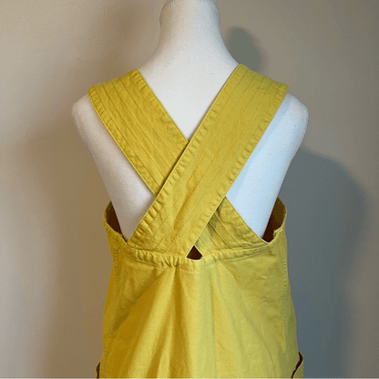 EVERLANE The Cross-Back Apron Mini Denim Dress Organic Cotton in Lemon Small