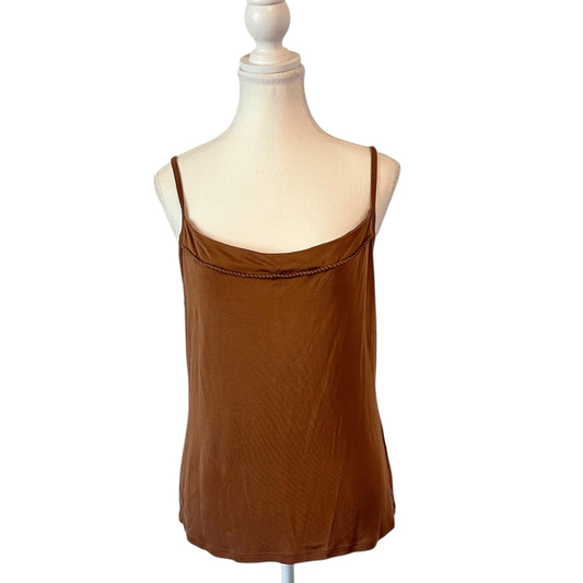 Lafayette 148 New York 100% Silk Tank Top Cami Size XL Chocolate Brown