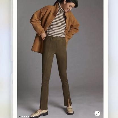 Anthropologie Avec Les Filles Slit-Front Sueded Moss Leggings Pants NEW Size XS