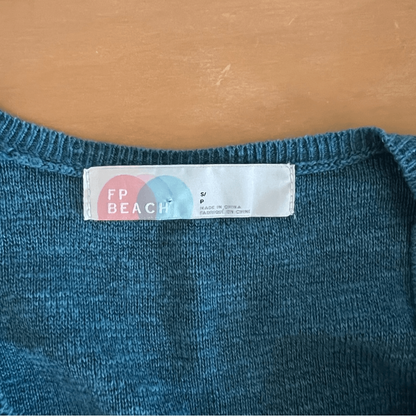 Free People Beach El Topo Sweater Maxi Dress Henley Peacock Plume Long Sleeve S