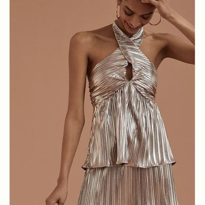 Anthropologie Monte Shimmer V-Neck Tank Top NEW Size Large