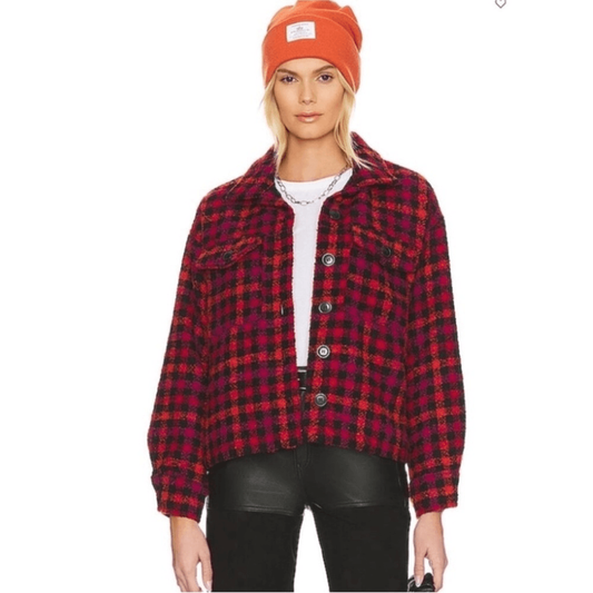 Sanctuary The Shacket Plaid Jacket NEW Size XL Wool Blend