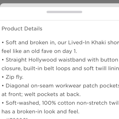 Old Navy Lived-In Straight Cargo Khaki Shorts NEW Size 34