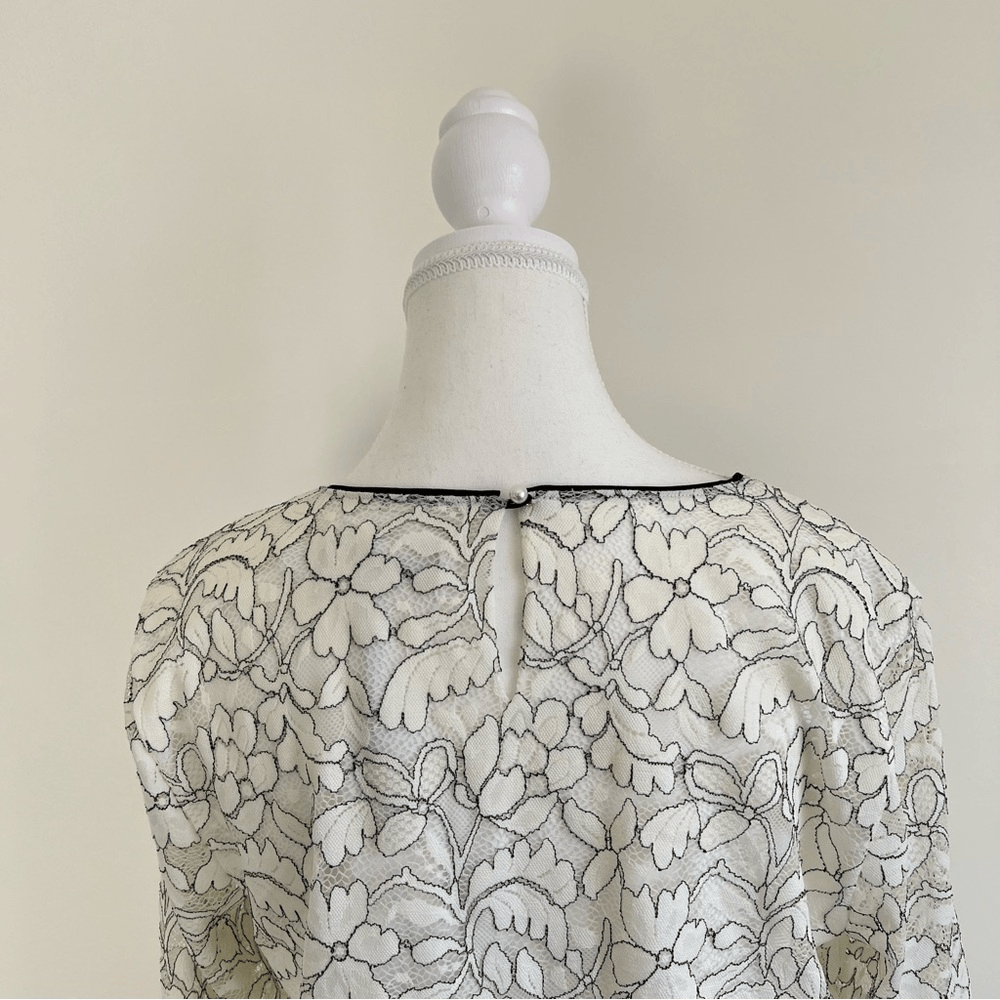 KARL LAGERFELD Paris Floral Lace Overlay Blouse Bell Sleeve NEW Size Medium