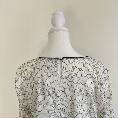 KARL LAGERFELD Paris Floral Lace Overlay Blouse Bell Sleeve NEW Size Medium