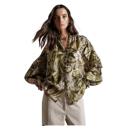 Los Angeles Atelier & Other Stories Voluminous Frilled Blouse Large Linen
