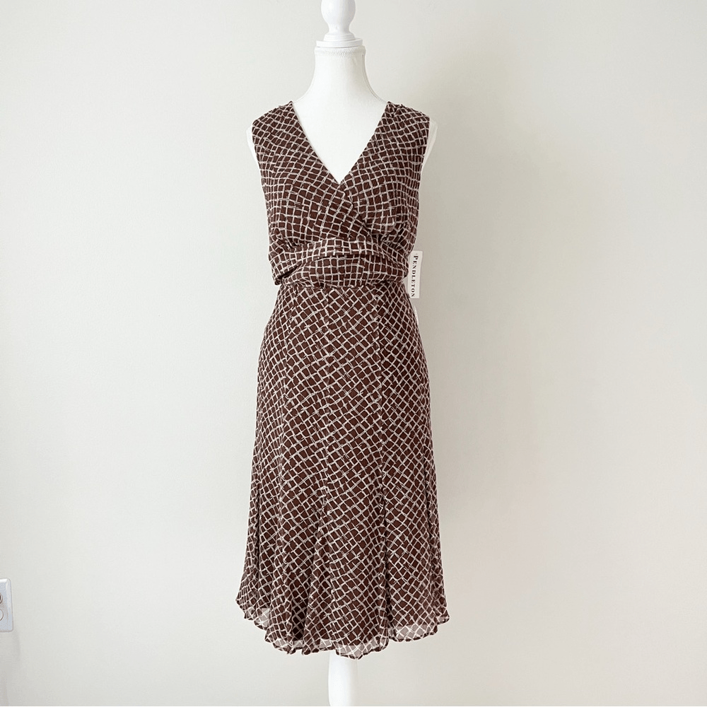 Pendleton Silk Geoprint 2 Piece Set NEW Sleeveless V-Neck Top & Midi Skirt Sz 8