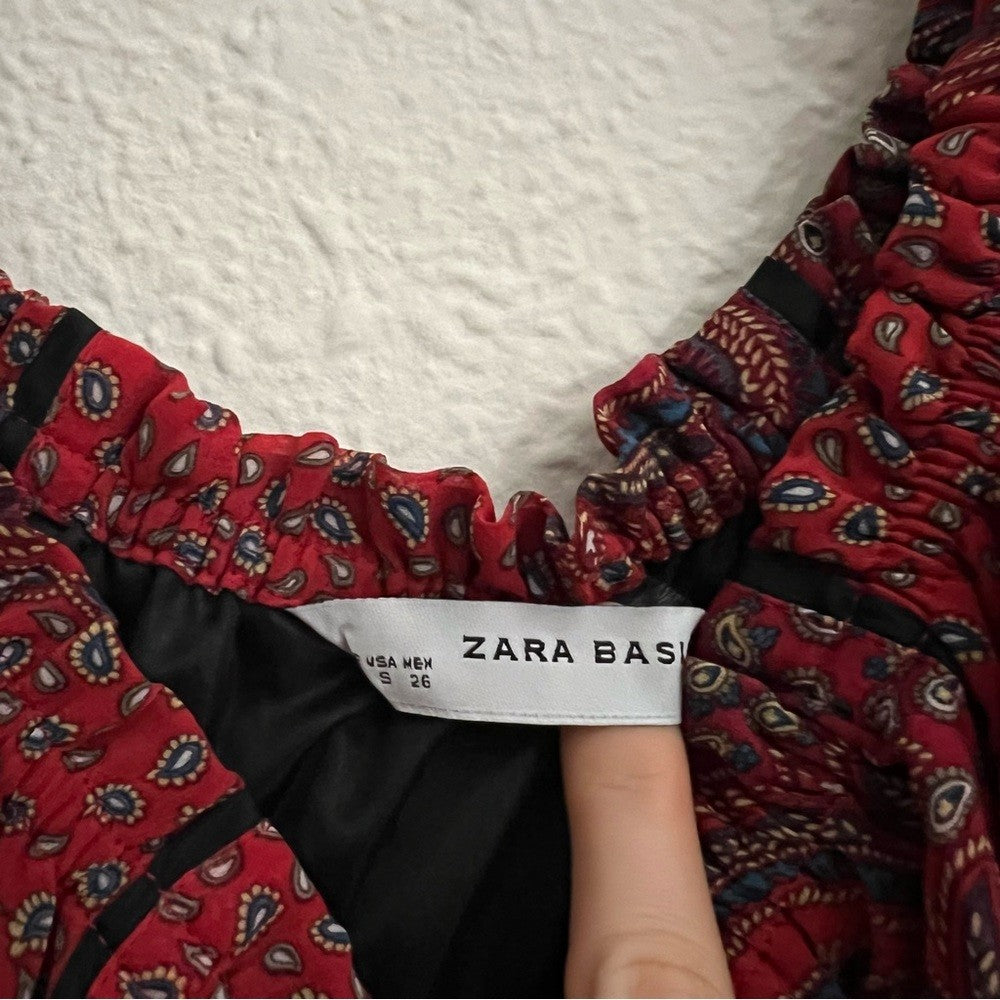 Zara Off The Shoulder Paisley Print Mini Dress Size Small