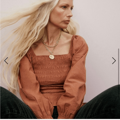 Madewell Lucie Bubble Sleeve Smocked Blouse Top Size Medium Boho Preppy