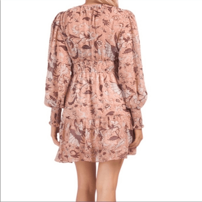 Anthropologie OPT Floral Long Sleeve Mini Dress Size Medium
