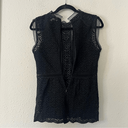 Veronica Beard Edie Lace Sleeveless Peplum Blouse Top Black Size 4