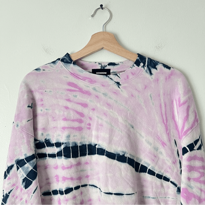 Monrow Bamboo Burst Tie-Dye Sweatshirt Pink NEW Size Small
