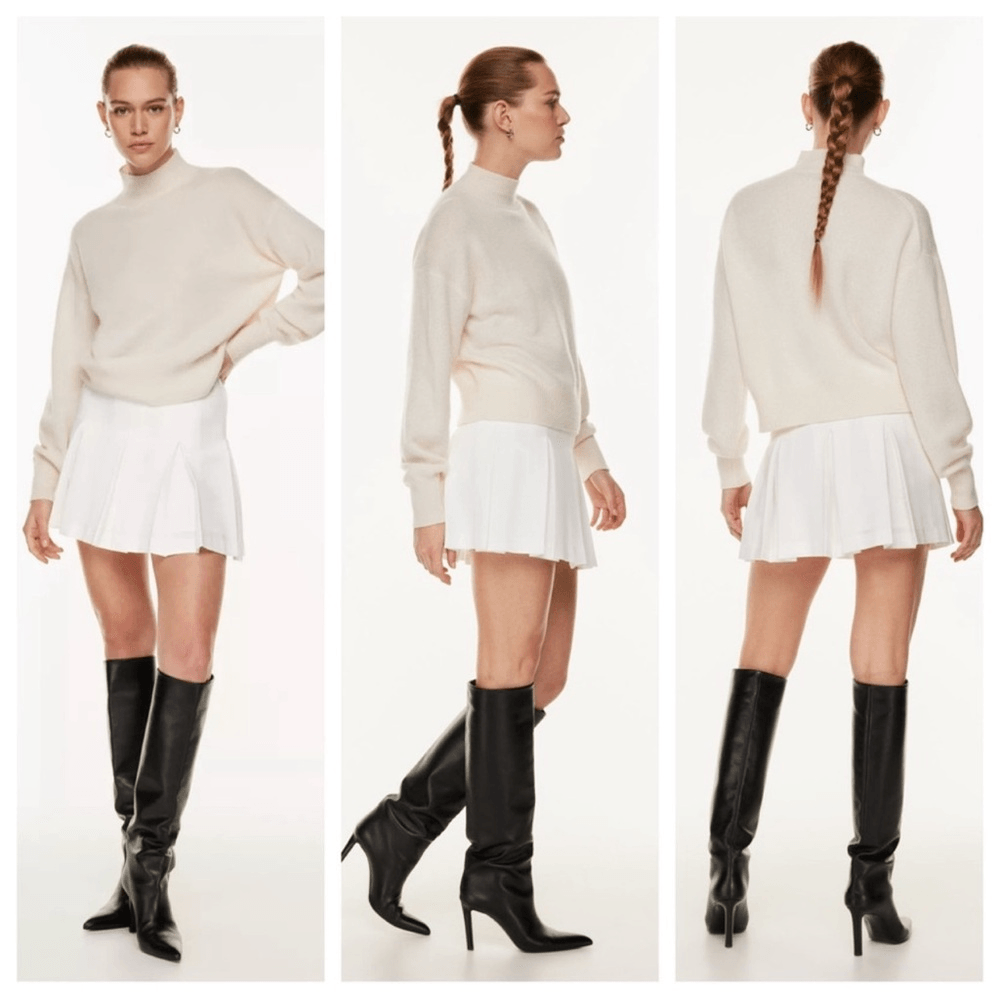 Aritzia Babaton Hathaway Pleated Tennis Skirt in White Size 2