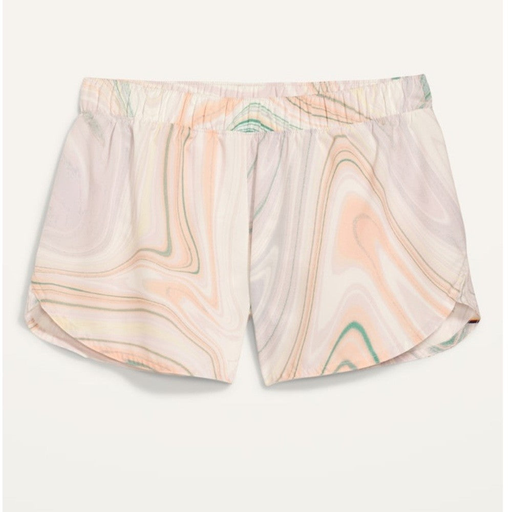 Old Navy Mid-Rise StretchTech Swirl Pop Dolphin-Hem Running Athletic Shorts