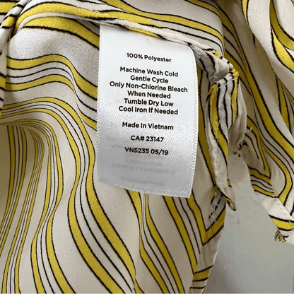 Talbots Stripe Shirt Popover Tunic Blouse Top Size Medium Long Sleeve Yellow