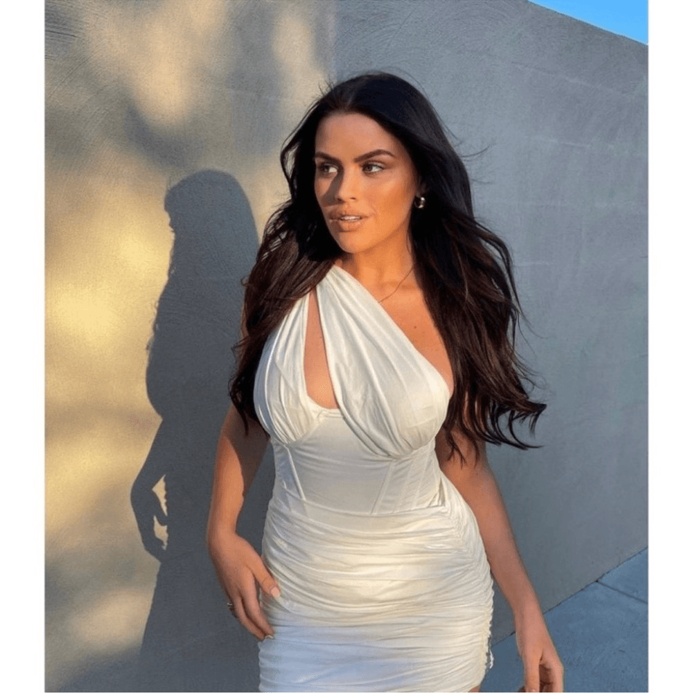 House of CB Clementine White Cutout Ruched Bodycon Mini Dress Size Small