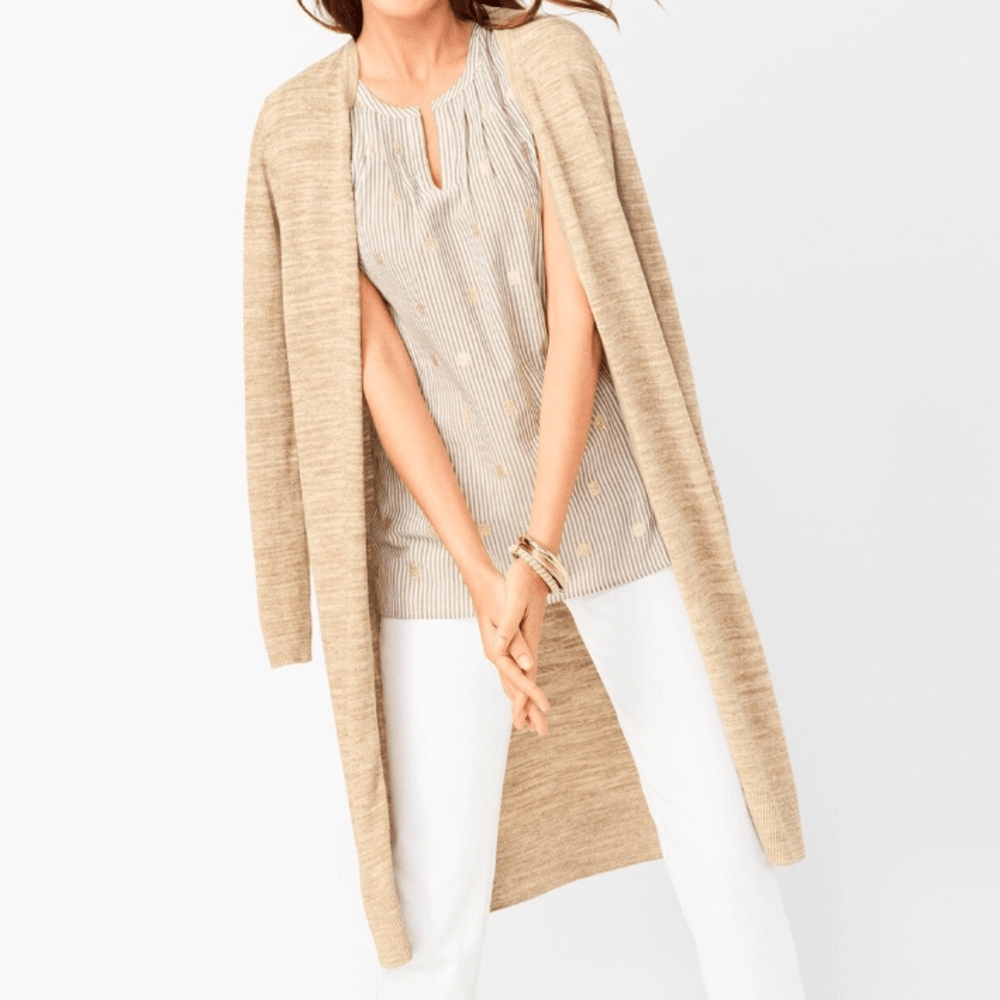 Talbots Lightweight Duster Longline Cardigan Size M Petite
