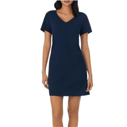 J. Jill Wearever Collection V-Neck Mini T-shirt Dress Short Sleeve Red Small