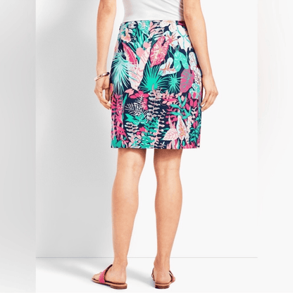 Talbots Jungle Botanical Pencil Mini Skirt Size 10 Petites Floral Tropical