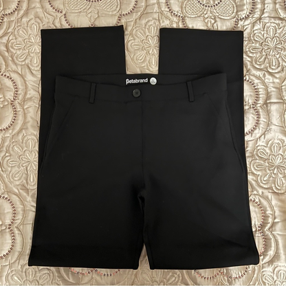 Betabrand Black Straight Leg Classic Dress Pant Yoga Pants Size L Petites