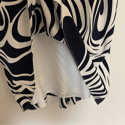 Ann Taylor  100% Silk Navy Blue White Abstract Spaghetti Strap Silk Dress Size 4