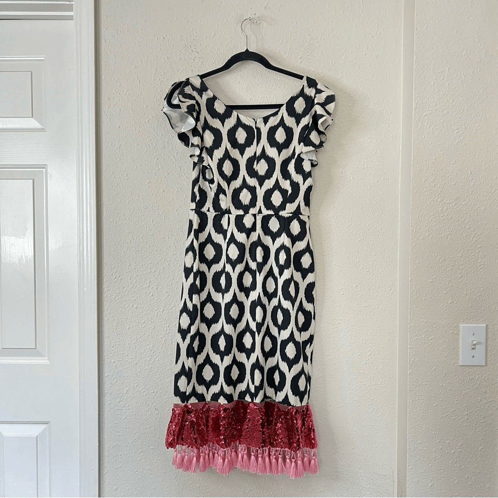 Sachin + Babi Ayran Midi Sequin Tassel Cocktail Dress NEW Size 4 (FLAWED)