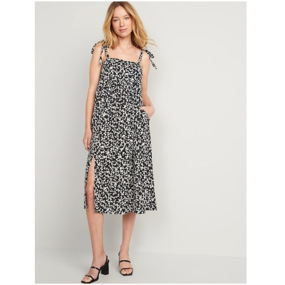 Old Navy Tie-Shoulder Floral-Print Split-Front Midi Swing Dress NEW Size XXL