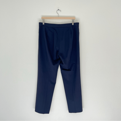 Lafayette 148 New York Irving Trousers Wool Dress Pants in Navy Blue Size 10
