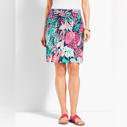 Talbots Jungle Botanical Pencil Mini Skirt Size 10 Petites Floral Tropical