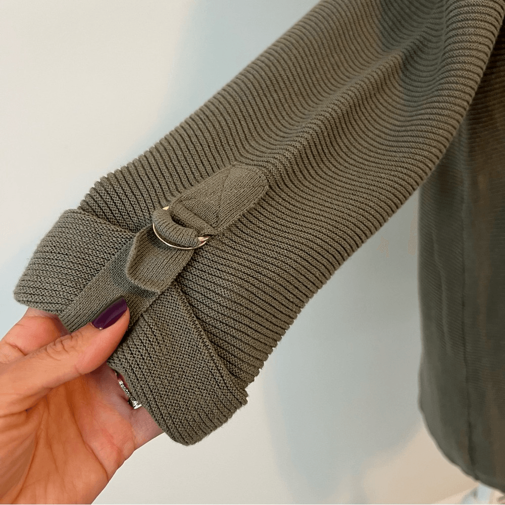 Chico’s Olive Green Open Front Cardigan Size Large Cotton