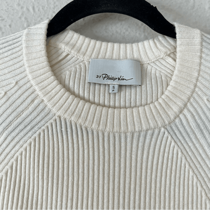 3.1 Phillip Lim Ribbed Sweater With Waist Tie Antique White Beige Size Small
