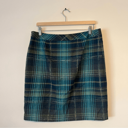 J. Jill Wool Blend Plaid Mini Skirt Size