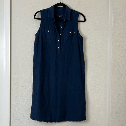 Tommy Hilfiger Linen Blend Navy Blue Sleeveless Mini Dress Size 4