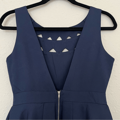 L'atiste Navy Blue Cutout Fit Flare Mini Dress NEW Size Small