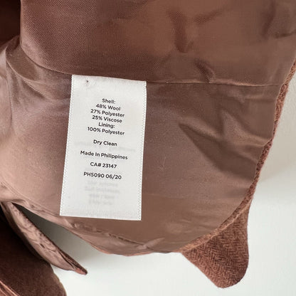 Talbots Shetland Herringbone Wool Blend Blazer Rust Brown Size 16 Classic Career