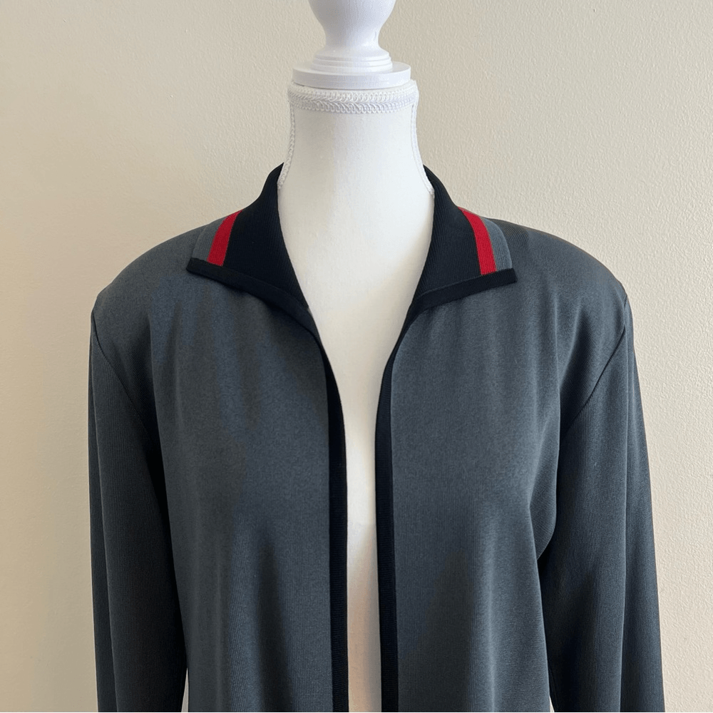 Exclusively Misook Open Front Cardigan Sweater in Gray Size Small